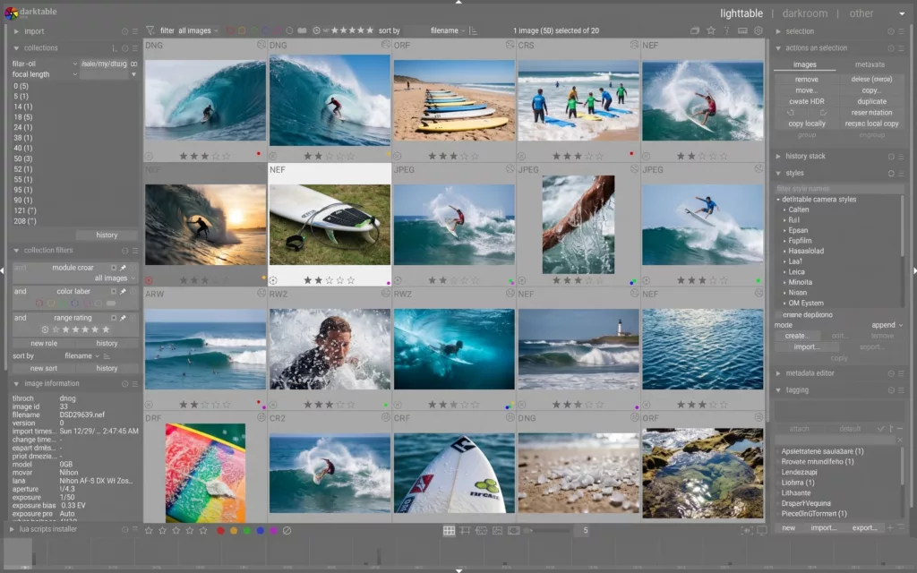 interfaccia grafica Darktable
sportshots magazine