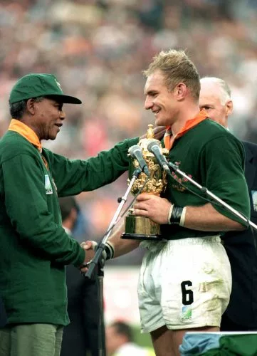 Foto storica di Nelson Mandela e Francois Pienaar nel 1995 -
Rugby World Cup 1995
© David Rogers