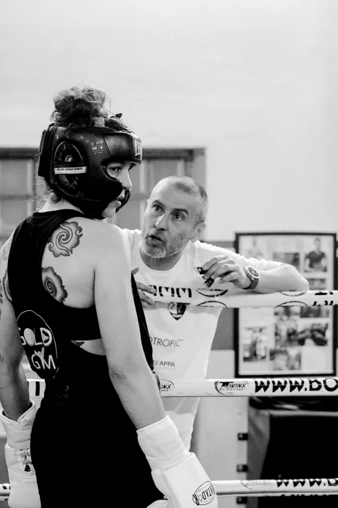 Allenatore e atleta boxe