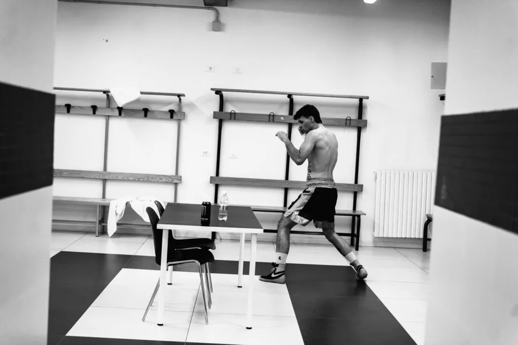 boxe riscaldamento negli spogliatoi